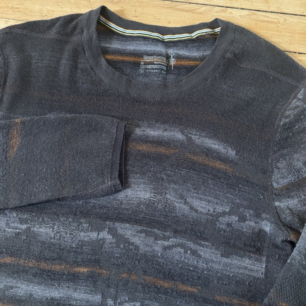 Smartwool Intraknit Merino 200 'Iron Mountain Stripe' Mens M Wool Base Layer LS